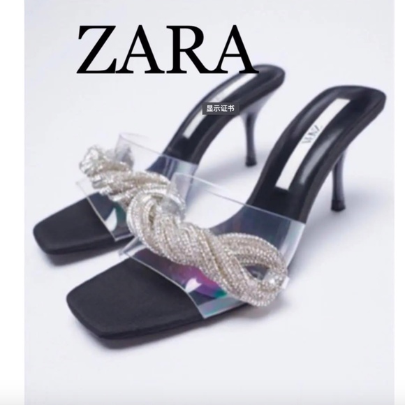 NWT ZARA SPARKLY HEELED VINYL SANDALS - Picture 6 of 11